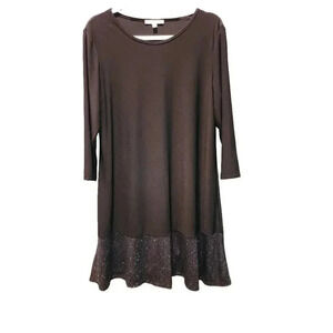 Annalee + Hope Women Black 3/4 Sleeve Swing Dress